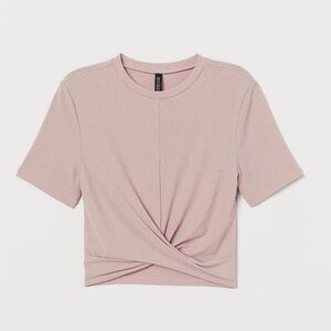 H&M Pink Knot-detail Crop Top - Medium